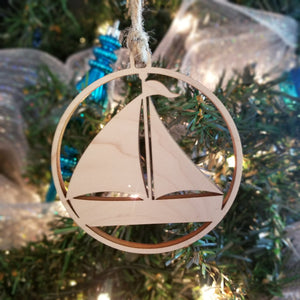 Wood Sailboat Ornament/*1 for $10/2 for $16/3 for $20-