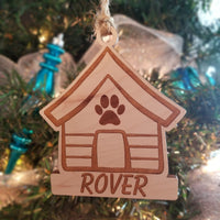 Wood Doghouse Ornament/*1 for $12/2 for $20/3 for $26-