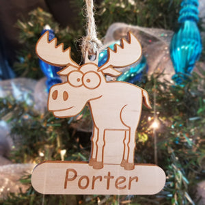Wood Moose Ornament/*1 for $12/2 for $20/3 for $26-