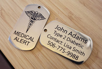 Polished Stainless Medical Alert Tag with Steel Bead Chain