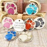 Round Glitter Paw / FIBER LASER Engraved
