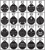 *3 Tags for $12-/ SAME engraving / LARGE Aluminum Circle Funny / LASER Engraved / *CLEARANCE SALE-